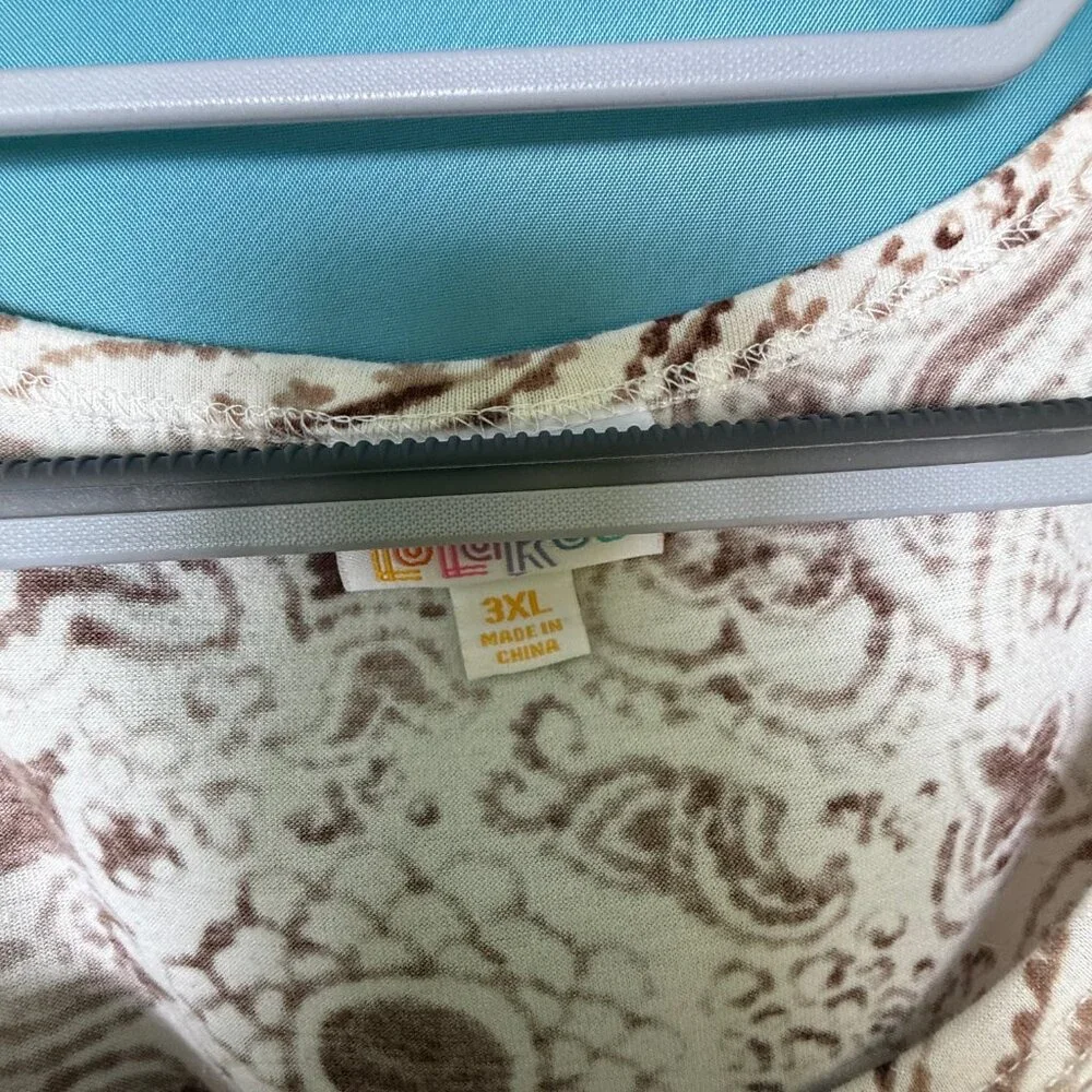 LulaRoe Perfect T Brown Cream Paisley Top  3X - Picture 2 of 4